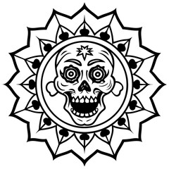 Obraz premium Horror Mandala Zombie Line Art Vector
