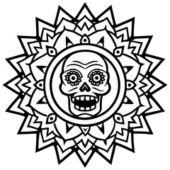 Horror Mandala Zombie Line Art Vector