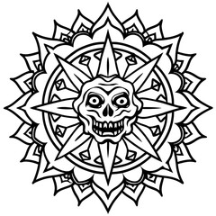 Horror Mandala Zombie Line Art Vector