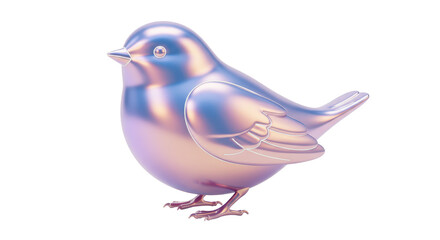 Isolated Iridescent Metal Bird Figurine