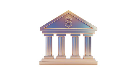 Isolated Bank Building with Dollar Sign for Financial Institutions