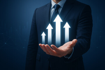 businessman drawing a graph on screen