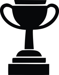 This isolated 3d vector icon displays a shiny silver trophy cup, a symbol of win and first place achievement, adorned with a golden ribbon and a gold medal, representing success in a sport competition