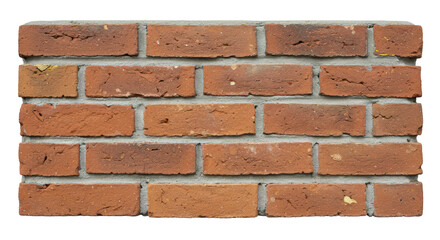 Isolated Red Brick Wall Section for Construction Material