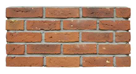 Isolated Red Brick Wall Section for Construction Material