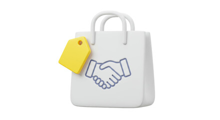 Isolated Shopping Bag with Handshake Icon for Business Deals