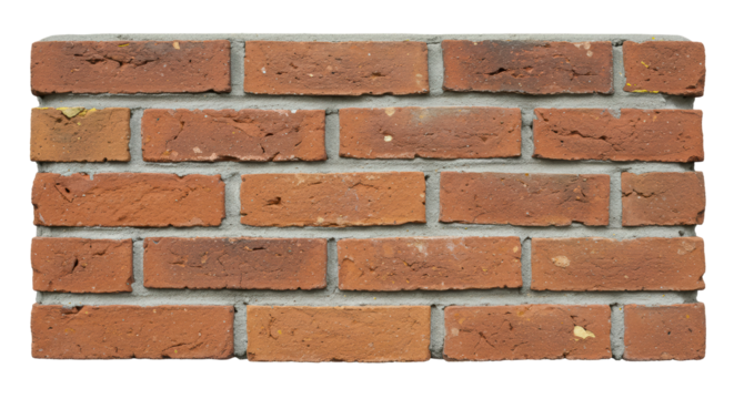 Isolated Red Brick Wall Section for Construction Material