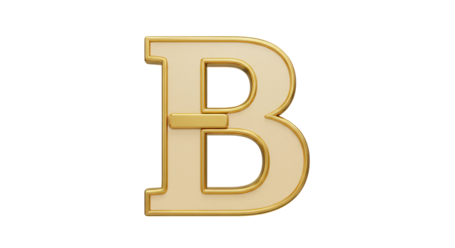 Isolated Letter B with Golden Outline Design