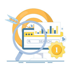 Concept Data Analysis. Competitive monitoring tracks business strategies, market trends, and competitor performance. Business intelligence data analysis. Competitor analysis. Flat design illustration.