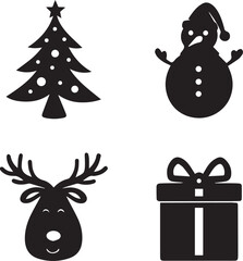 set of christmas icons, christmas silhouette vector set, logo vector illustration