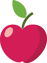 A fresh, red apple with a green leaf, presented as a vector illustration, symbolizes healthy eating