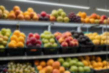 Obraz premium Opaque fruit shop, supplies on supermarket shelves of fresh fruit shops of various kinds, with a background of opaque fruit on the shelves, full color, fast, healthy 