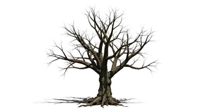 Old Dead Spooky Tree Silhouette Isolated PNG Transparent Background Halloween Gothic Bare Branches Element