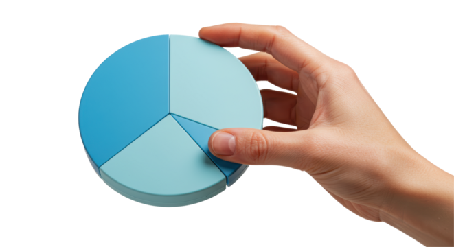 Isolated Hand Holding Pie Chart