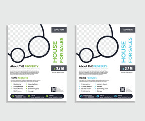 Realestate poster or flyer design layout space for photo background.