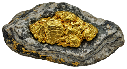 Pure Gold Nugget Rock Isolated PNG Transparent Background Precious Stone Metal Mineral Wealth Investment