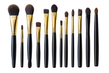 A luxurious set of makeup brushes perfect for flawless application Black handles with gold accents