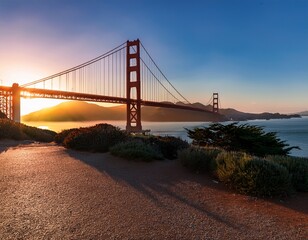golden gate bridge at sunrise san francisco california