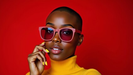 Fashionable female with buzz cut hairstyle