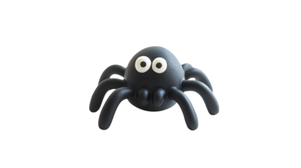 Realistic Fake Rubber Spider Toy on Transparent Background