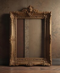 Ornate picture frames on rich damask fabric, textured surface ,  elegant,  craft