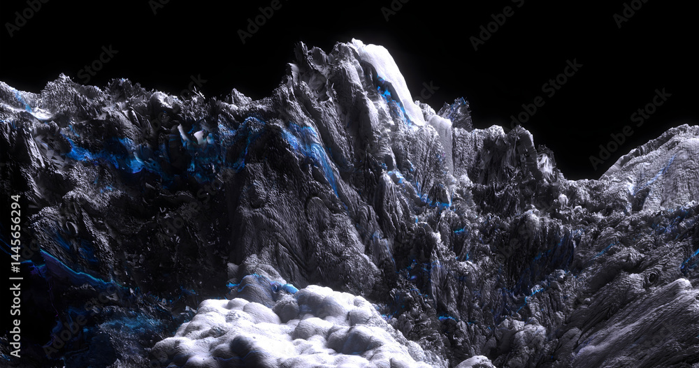 Sticker 3d render of abstract art with surreal mineral geology stone object ocean coral reef or asteroid or 