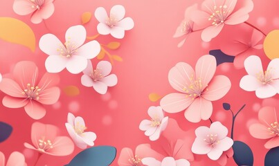 Minimalist Spring Poster and Background Featuring Fresh Flowers and Soft Pastel Colors. AI generated illustration.