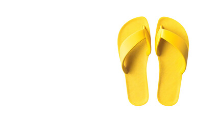 Stylish Minimalist Yellow Flip Flops on Transparent Background Isolated