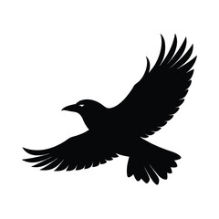 Flying Crow Silhouette Vector Graceful Flight Design