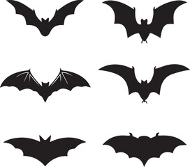Fototapeta premium halloween vector set, halloween bat silhouette vector set icon, halloween bat vector illustration