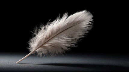 Pixelated Beige Feather on Dark Surface