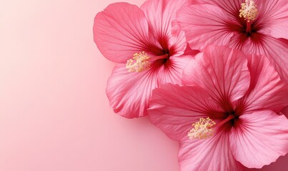 Tropical Floral Banner on Pink Background for Website Header. AI generated illustration.