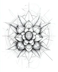 Intricate line art of a floral mandala design, perfect for creative projects and artistic inspirations.