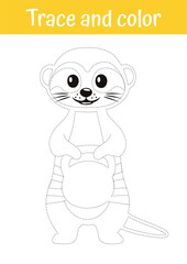 Drawing, tracing, coloring page. Printable trace and color worksheet. Educational game, early handwriting tracing activities for toddlers, kindergarten, preschool. Drawing, painting for kids.