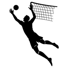 Silhouette vector illustration of a goalkeeper playing soccer