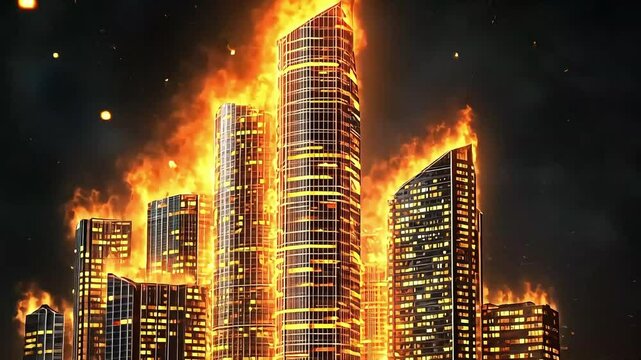 The Last Building: The Silently Burning City,footage,4k,hd