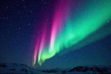 Vibrant auroral wisps illuminate the inky blackness of space against a canvas of twinkling stars, glowing aurora, vibrant colors