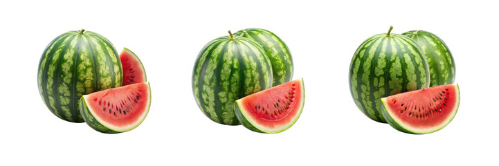 watermelon and watermelon slice set of against a Transparent background