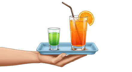 Isolated Drinks on Tray