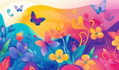 Vibrant colorful spring flyer or banner design. AI generated illustration.