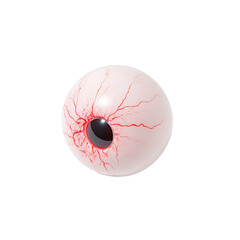 Realistic eyeball model with red veins and black pupil, isolated on transparency background, creates striking and eerie visual