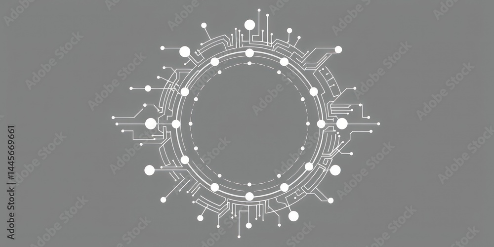 Aufkleber abstract circular technology network design with empty center