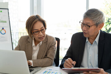 Senior businessmen analyzing data.