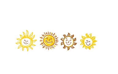 Set of sun .sun cartoon illustration 