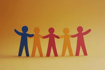 Teamwork Figures Linking Arms Unity Togetherness