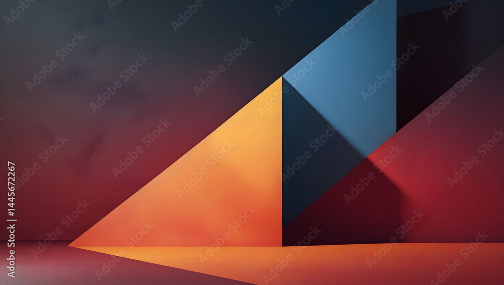 Poster abstract geometric composition with contrasting colors and dynamic lighting
