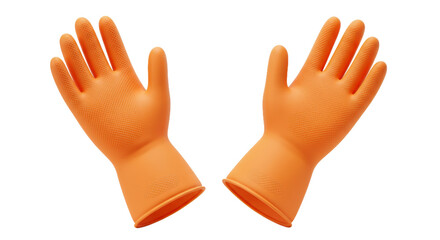 Obraz premium Pair of clean orange rubber gloves
