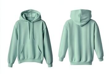 Mint green hoodie, front and back view, cozy and casual style. Perfect for everyday wear, comfortable and fashionable sweatshirt.