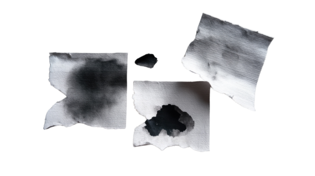 Abstract Ink Blot Art Composition: A captivating display of abstract ink blot art, each piece showcases unique textures and gradients, evoking a sense of artistic expression and modern aesthetics.