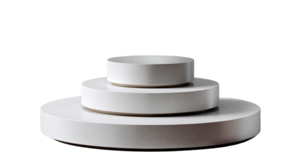 Minimalist Ceramic Display: A sleek, minimalist ceramic display showcases three concentric platforms, perfect for elevating objects and adding visual interest.